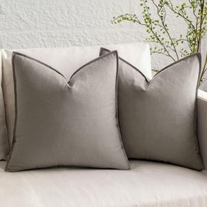 MIULEE Pack of 2 Light Grey Pillow Covers 20x20 Inch Decorative Couch Throw Pillow Covers Spring Linen Cushion Covers Set Modern Farmhouse Home Decor for Sofa Living Room Bed