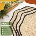 Jingmore 6 Pcs Wedding Placemats 15 Inch Handwoven Scalloped Placemats Boho Rattan Chargers for Dinner Plates Farmhouse Mats for Dining Table Decoratin Wedding Party Supplies (Black)