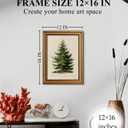 WHASAYART Gold Framed Vintage Wall Art Christmas Tree Print for Living Room Christmas Pictures Botanical Pine Tree Painting Shelf Decor Winter Cottagecore Room Aesthetic Xmas Holiday Decorations Gift