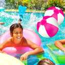 Whaline 3Pcs Inflatable Beach Ball Round Pool PVC Balls Cute Game Toys for Summer Hawaiian Tropical Theme Beach Party Decor (20 Inch, Hot Pink)