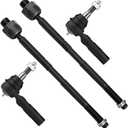 SCITOO 4pcs 2WD 4WD Front Suspension Kit Inner Tie Rod End Outer Tie Rod End Fit 2002-2005 For Dodge Ram 1500 (5-Lug)