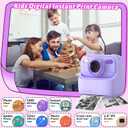 Kids Instant Digital Cameras for Boys and Girls, 1080P HD Dual-Lens Selfie Digital Camera with Print Paper & 32G Card, Christmas Birthday Gifts Toys for Toddler and Teenagers Age 3-16 Years Old, Purpl