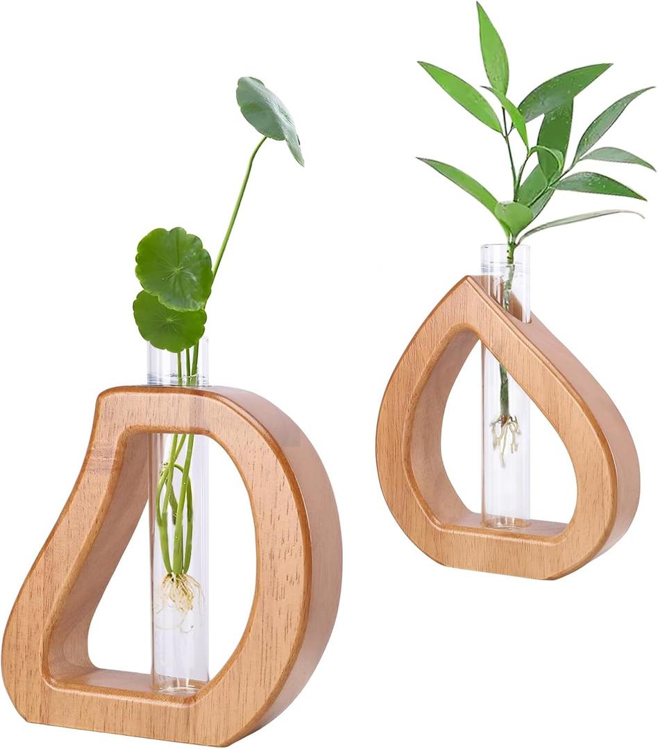Plant Propagation Stations 2 PCS Propagation Wall Hanging Test Tubes for Plants Insite Glass Terrarium Home Office Decorations Vase Plant Holder (5.9IN)