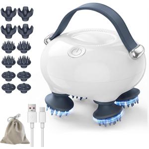 Scalp Massager, Head Massager Scalp, Tangle Resistant Design, 3 Massage Speed, Portable Head Massager, Hair Massagers with 12 Detachable Claws A Ideal Gift for Your Wife, Mom, Husband, Dad