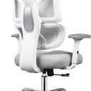 DEVAISE Office Chair Big and Tall Reclining Ergonomic Desk Chair for Long Hours, Comfy Breathable Mesh, Adjustable Armrests with Lumbar Support, White