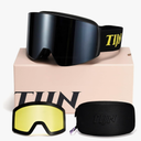 TIJN Ski Snowboard Goggles, Anti-Fog UV400 OTG Snow Goggles for Women Men with 2 Magnetic Interchangeable Lenses, Ouroboros