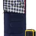 REDCAMP Outdoors Cotton Flannel Sleeping bag for Camping Hiking Climbing Backpacking, 3-season Trip Warm S Envelope Sleeping Bags 75 by 33 Inches (Navy Blue with 2lbs Filling)