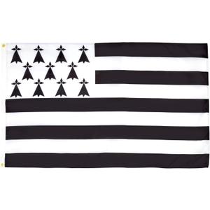 AZ FLAG - Brittany Flag - Large 5x8 Ft - 100D Polyester French Region Of Bretagne Big Banner with Two Metal Grommets - Fade Resistant - Vivid Colors - 5' x 8' Feet - 250x150 Cm