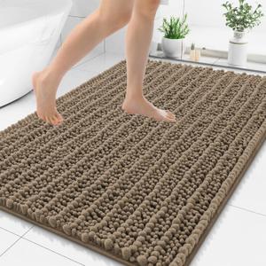 Smiry Bathroom Rugs Mat 48x32, Extra Soft Absorbent Chenille Bath Rugs, Non Slip Rubber Backing Machine Washable Quick Dry Bath Mats for Bathroom Floor, Tub, Shower, Home Decor Accessories, Camel