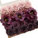Ling's moment Artificial Flowers Fake Roses Faux Hydrangea Foam Tulip Combo for DIY Wedding Bouquets Centerpieces Arrangements Bridal Shower Party Home Decorations, Plum & Plum Lily, 27pcs
