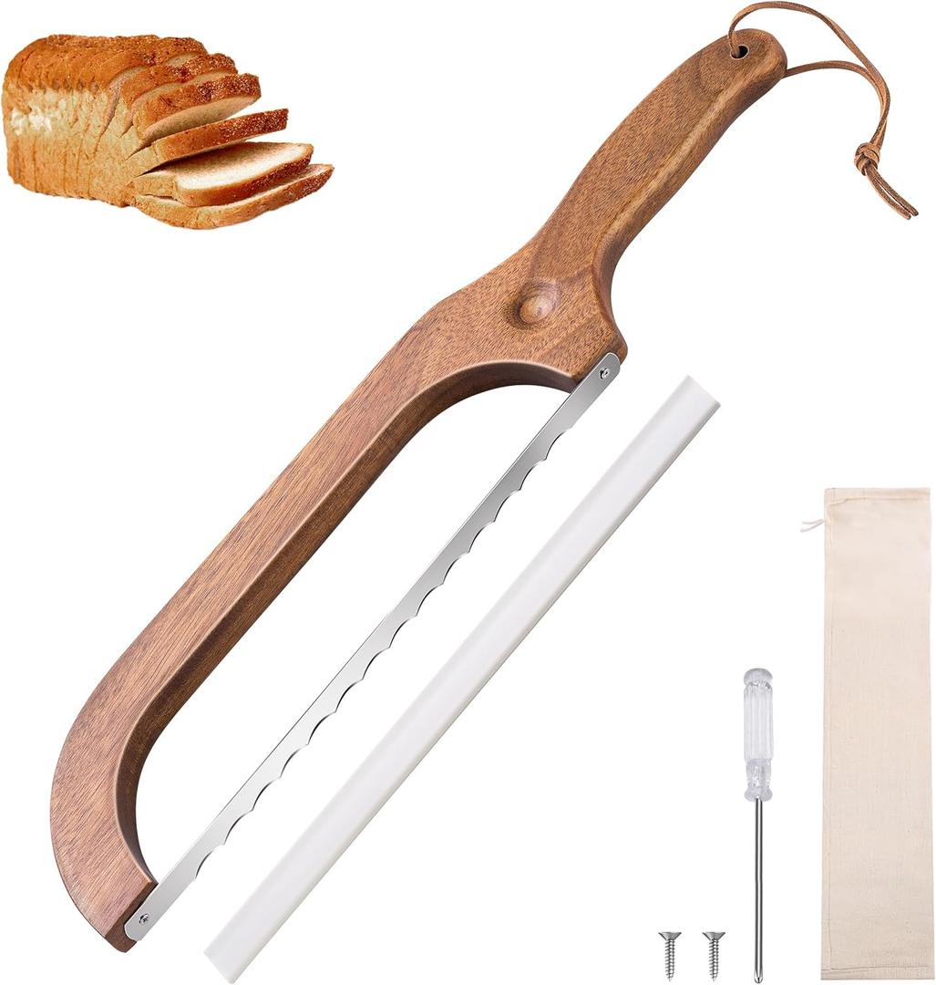 Pranski Bread Knife for Homemade Bread 14.5'' Sourdough Bread Knife, Premium Slicer for Homemade Bread, Baguettes and More Cuts Thin, Ergonomic Handler Premium Sharpness Blade (Brown)