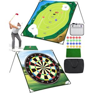 HOTWIND Golf Chipping Game Set with 71"x71" Double-Sided Chipping Mat & Sticky Balls Fun Indoor and Outdoor Backyard Games for Adults Perfect Golf Gifts - Golf Clubs are Not Included