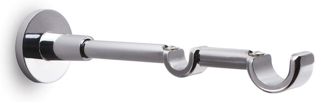 Extensional 1 and 0.65 inch Round Double Rod Bracket with Concrete Wall mounting base plate(Chrome)