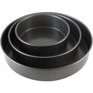 Chicago Metallic Professional 3-Piece Round Cake Pan Set - 6, 8, and 10 Inch Nonstick Carbon Steel Baking Pans, 2 Inches Deep, for Layered Celebration Cakes and Tiered Desserts