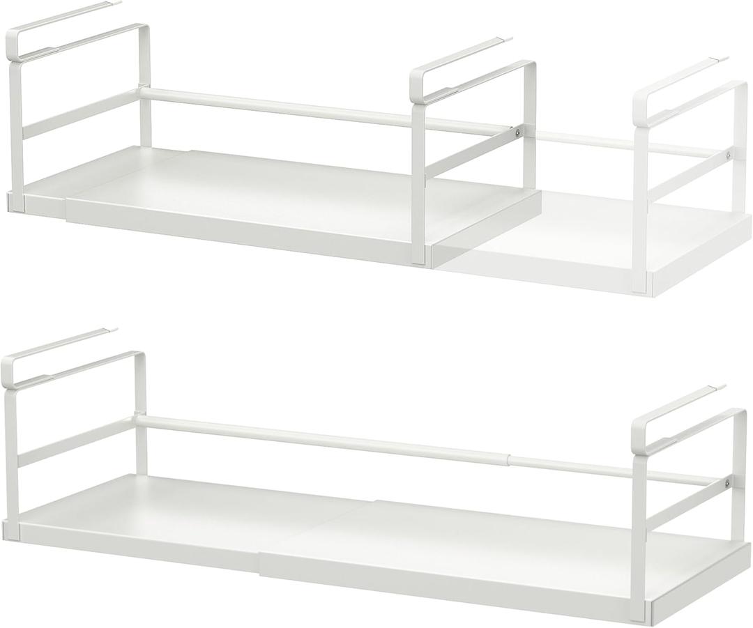 Finnhomy 2 Pack Under Cabinet Organizer, Pantry Organizers and Storage, Under Shelf Basket, Pantry Organization, Expand between16.14-24.8, Light Gray