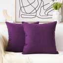 Home Brilliant Eggplant Pillow Covers 20x20 Couch Throw Pillows Linen Square Pillowcases for Couch Sofa, 20 x 20 inches(50cm), 2 Pieces, Purple