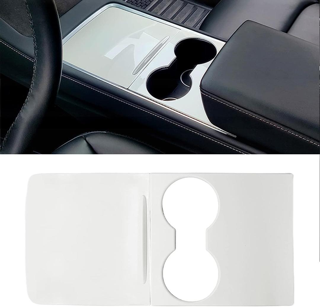 FASTCHE Tesla Model 3 Model Y Center Console Wrap ABS White Console Cover Interior Decoration Wrap Kit for Tesla Model 3 / Model Y 2021 2022 2023 Accessories (White)