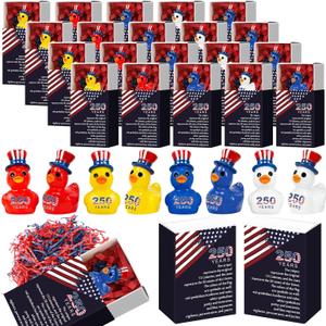 Cinnvoice 24 Set Bulk 4th of July Party Favors Gifts Patriotic Duck 250th Anniversary Independence Day Duck Mini Resin Ornaments Memorial Day Party Decor