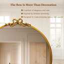 Vintage Round Gold Bow Mirror: 23.6" Antique Bathroom Vanity Mirrors with Metal Frame - Baroque Ornate for Entryway/Bedroom/Hallway/Mantle- Home Wall Decor for Living Room