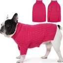 IECOii Winter French Bulldog Sweaters for Small Dogs Girl Boy, Warm & Soft & Cozy Pit Bull Knit Sweater, Dog Sweater for Boston Terrier Turtleneck Stretchy Jumper for Cold Weather(Size M, Rose Pink) (Medium (Chest:17.32 in))