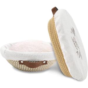 Banneton Bread Proofing Basket Set of 2, 9 10 11 inches Round & Oval Cotton Rope Sourdough Bread Baking Supplies Proofing Bowls with Liners & Covers Gifts for Bakers Women Wife Mom