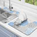 Dish Drying Mat for Kitchen Counter Matt, 2PCS 19"x12" Dish Drainer Mat & 24"x5.5" Sink Splash Guard, Super Absorbent Non-slip Rubber Backed