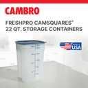 Cambro FreshPro 22 Quart (QT) Food Storage Container with Lid (Restaurant Grade) - for Food Prep, Commercial Kitchen, Pet and Dog Food Container (Translucent)