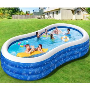 Large Inflatable Pool for Kids Adults, 145" X 74" X 22" Blow Up Pools Big Swimming Pool, Thickened Oversized Family Kiddie Pools for Backyard Outdoor Garden Water Party (Pump Not Included)