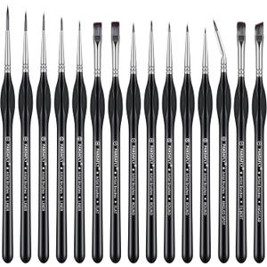 PANDAFLY Detail Paint Brushes Set, 15pcs Miniature Brushes for Fine Detailing & Art Painting - Acrylic, Oil, Watercolors & Paint by Number, Models, Face, Nail, Craft