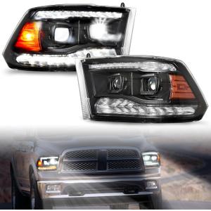 Full LED Headlights for Dodge Ram 1500 09-18, DRL Dynamic Animation Sequential Turn Signal Head Lights for Dodge Ram 1500 2500 3500 2009-2018 Accessories (2PCS)