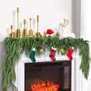 CCPanda 2 Pcs Artificial Norfolk Pine Garlands, Christmas Real Touch Winter Pine Garland, Green Artificial Greenery Cedar Garland for Mantle, Table, Wall, Indoor, Outdoor Christmas Decorations (6FT)