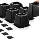 Bed Risers 4 Inch Heavy Duty, 6 Pack Durable Plastic Furniture Lifts, Supports 2200 lbs for Bed, Sofa, Desk, Non-Slip & Stackable Design