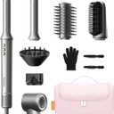 Easywave 7 in 1 Hair Dryer Brush: 110,000 RPM High-Speed Blow Dryer with Negative Ions for Frizz-Free Styling Fast Drying Auto Curling Volumizing Straightening, Hot Air Brush with Travel Bag (Dark Gray)