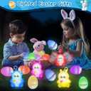 3 x 12Pack 4" Easter Eggs Prefilled Bunny Monkey LED Puffer Balls Easter Egg Fillers, Light Up Squeeze Sensory Ball Fidget Toys Easter Eggs Hunts Party Favors, Easter Basket Stuffers Teens enns Boys Girls