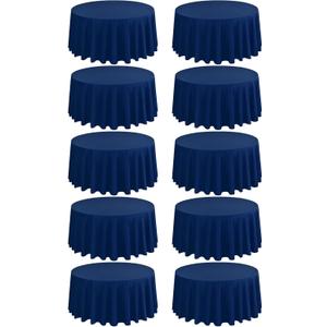 10 Packs 120 Inch Navy Blue Round Polyester Tablecloths