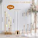Baquler 2 Pcs 8 Arms Wedding Candelabras, 41.5" Tall Cluster Acrylic Candle Holders Floor Standing Candelabra Centerpieces with Clear Acrylic Shades for Flameless Candle (Gold)