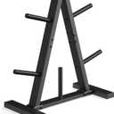 Weight Plate Rack, Weight Tree, Home Gym Storage Stand, Holds 300 lbs (1-inch Black)