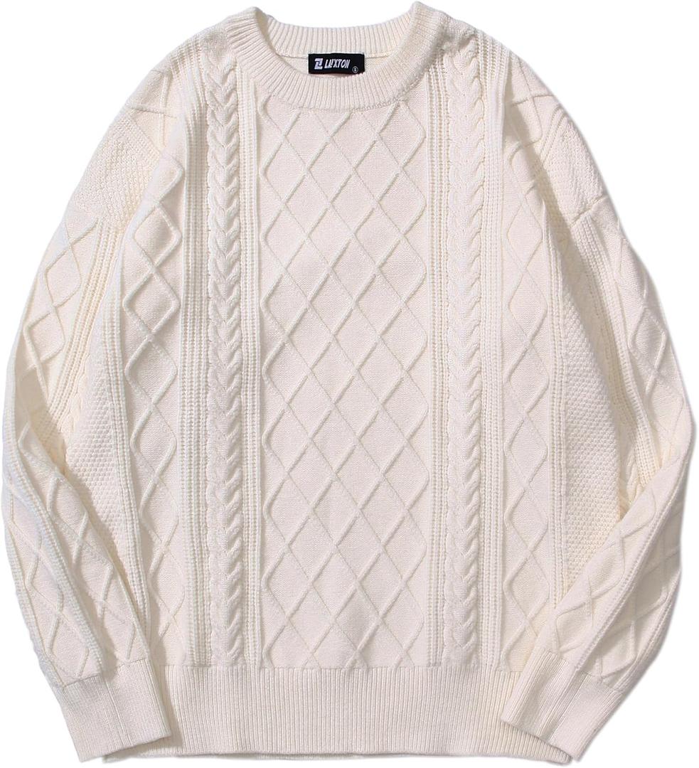 Women's Oversized Sweater Unisex Long Sleeve Vintage Cable Knit Sweaters Aesthetic Streetwear Casual Sweater Top M