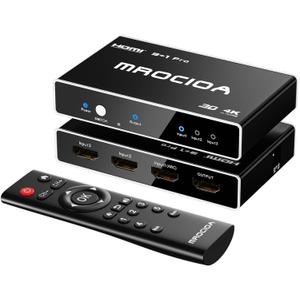 HDMI Switch Splitter 3 in 1 Out 4K 60Hz/ HDCP2.3/ MF Remote for Auto Switch on off/eARC/Allm/Vrr/CEC/HDR10+/Dolby Vision. Switcher selector Box hub Multi Adapter for Multiple Extra Port