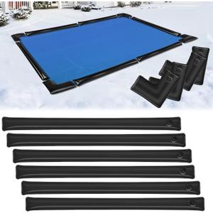 Phoncoo 10 Pack 0.6mm Thicker Pool Water Bags with Pool Cover Weights Corner, 8 Ft Heavy Duty Pool Water Tubes for Inground Swimming Pool Covers Side (Black)