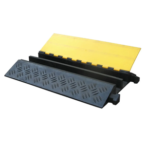 Kable Kontrol Atlas Heavy Duty Cable Protector Ramp - 2 Channel - 1 Pc - 35” Long Black & Yellow – 32000 Lbs Capacity - Rubber Speed Bump Wire Protector Cord Cover – CP9985