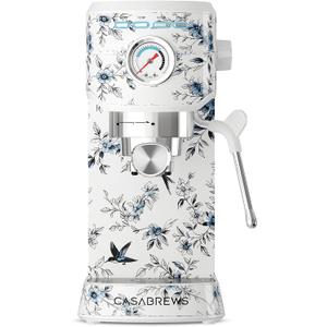 CASABREWS CM5418 Espresso Machine 20 Bar, Small Espresso Maker with Steam Milk Frother, Stainless Steel Coffee Machine with 34oz Removable Water Tank for Cappuccino, Latte Machine, Blue Willow