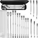 Artcome 23 Pcs 304 Stainless Steel Micro Scoop & Lab Spatula Set - Mixing Spatula - Laboratory Sampling Scoop - Powder Scoop for Empty Pill Capsules Filling