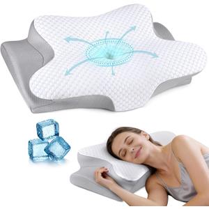 Cervical Neck Pillow for Pain Relief, Ergonomic Contour Pillow, Orthopedic Memory Foam Neck Support Pillow for Side, Back & Stomach Sleepers