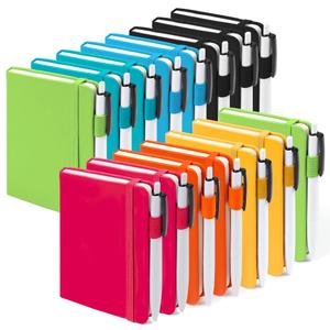 feela Pocket Small Notebooks Bulk, Mini Cute Notepads Hardcover College Ruled Lined Journals with Pen Holder for School Business Memos, with 15 Black Pens, 3.5”x 5.5”, 15 Pack, A6, Solid Colors