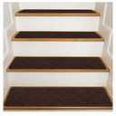 Stair Treads for Wooden Steps Indoor, 15 Pack 8" X 30" Non Slip Carpet Stair Treads with Reusable Adhesive for Kids Elders and Dogs, Surface Polyester TPR Backing Stair Rugs, Brown