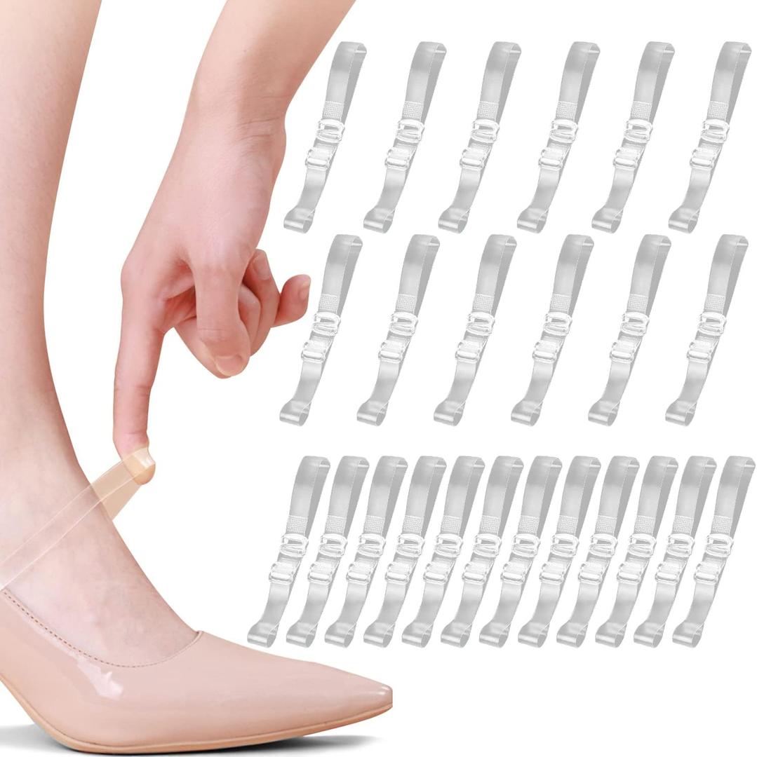 Pacify 12 Pairs Shoe Straps for Heels,Adjustable Heel Straps Ankle Straps Invisible High Heel Strap for Loose Shoes (12 Pairs Transparent with Adjustable Buckle)