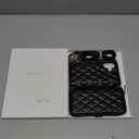 Rssviss Crossbody Case for iPhone 17 Case Wallet, RFID Blocking Leather with Card Holder Kickstand, Handbag Zipper Flip Cover with Wrist Strap for iPhone 17 Men Women 6.3", Black