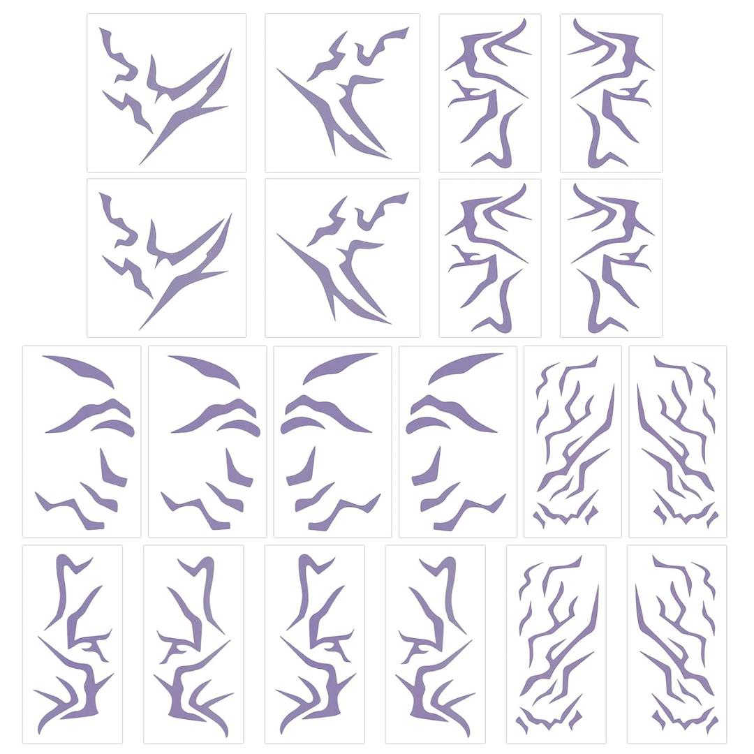 20 Pcs Kpop Theme Temporary Tattoos Cosplay Tattoos Stickers Kpop Themed Cosplay Accessories Holographic Waterproof Tattoo for Party(Purple)