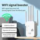 2026 WiFi Extenders Signal Booster for Home, 1200Mbps Dual-Band 5GHz 2.4GHz Signal Long Range Up to 10000 sq. ft & 50 Devices (6 Antennas)